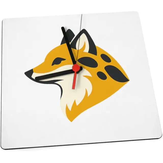 Mr Cadeautjes Klok 19 x 19 - design Een set van vier decoratieve panelen met een gestileerde vos | cadeau Wit