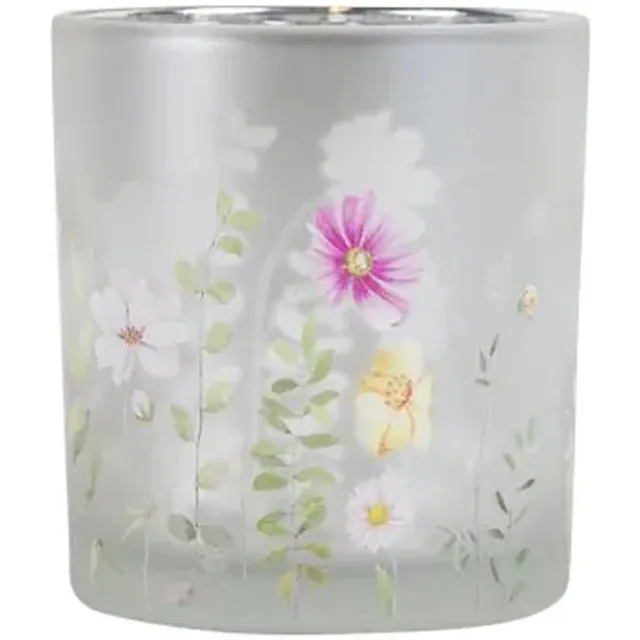 Mars & More windlicht wilde bloemen vlinder wit small 8cm