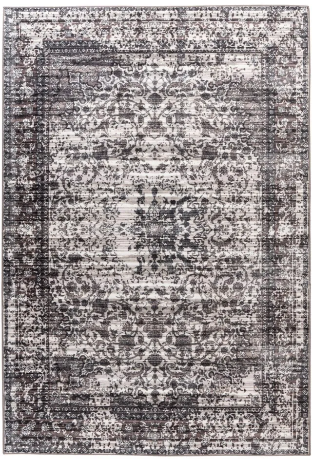 Padiro design laagpolig vloerkleed 200 x 290 cm - donkergrijs - modern abstract ontwerp - voor vloerverwarming - van polyester en katoen