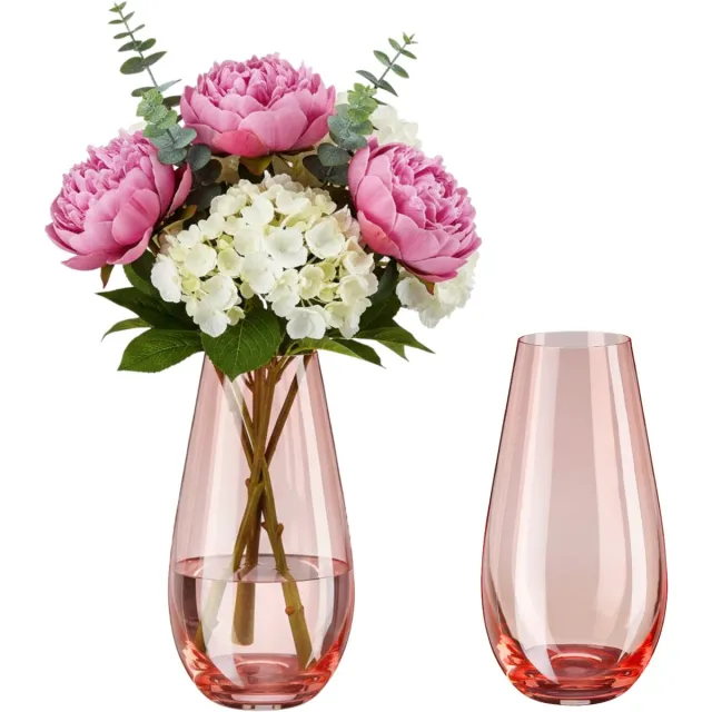 Inge Glas Inge Christmas Bloemenvaas New York - 2x - transparant roze - glas - 24 cm