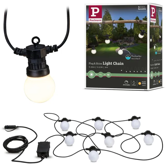 Paulmann Plug & Shine LED-lichtketting Warm wit IP44 3000K 7x0,2W Wit