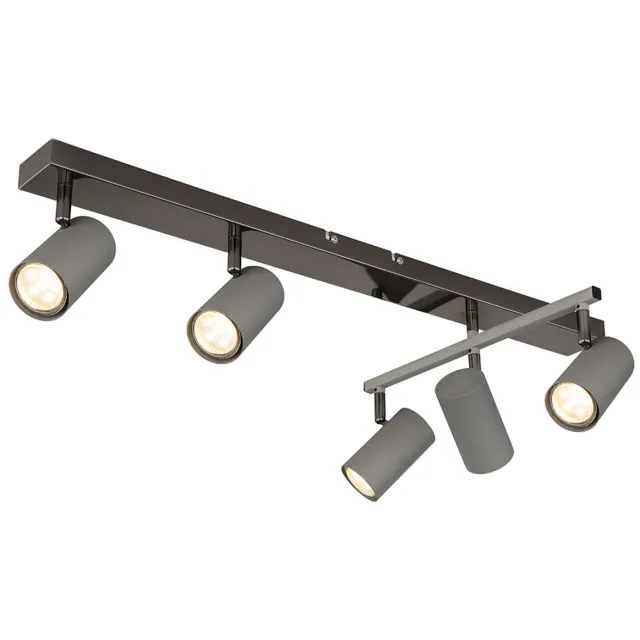 Globo Lighting Plafondspot Plafondlamp Woonkamerlamp Eetkamerlamp Slaapkamerlamp, metaal zwartgrijs, verstelbare spots 5 vlammen GU10, L 70 cm
