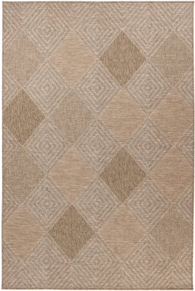 Padiro platgeweven designvloerkleed 120 x 170 cm - lichtbeige - modern geometrisch patroon - voor binnen en buiten - voor vloerverwarming - van polypropyleen