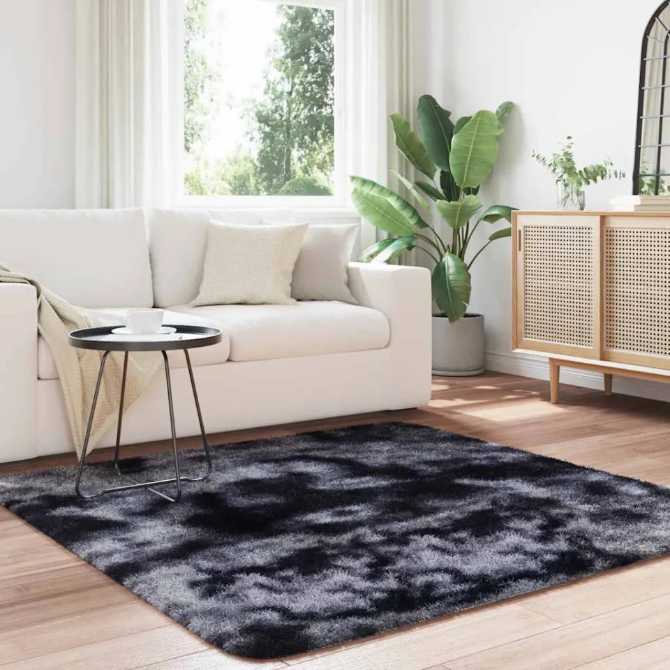 vidaXL Hoogpolig vloerkleed NAVARRA 160x160 cm polyester donkergrijs grijs, foto 3