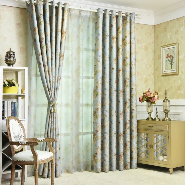 Floraweg Vintage bloemenprint kwastjes boerderij kamer verduisterend gordijn, woonkamer, slaapkamer, landhuisdeur,met haakjes ringen,140x220cm Bloemen03