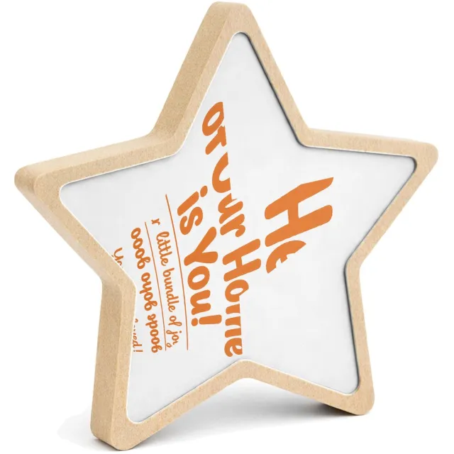 Mr Cadeautjes MDF fotolijst ster 14 x 13,5 - design Speelse typografische boodschap voor een andere ouderrol | cadeau Wit