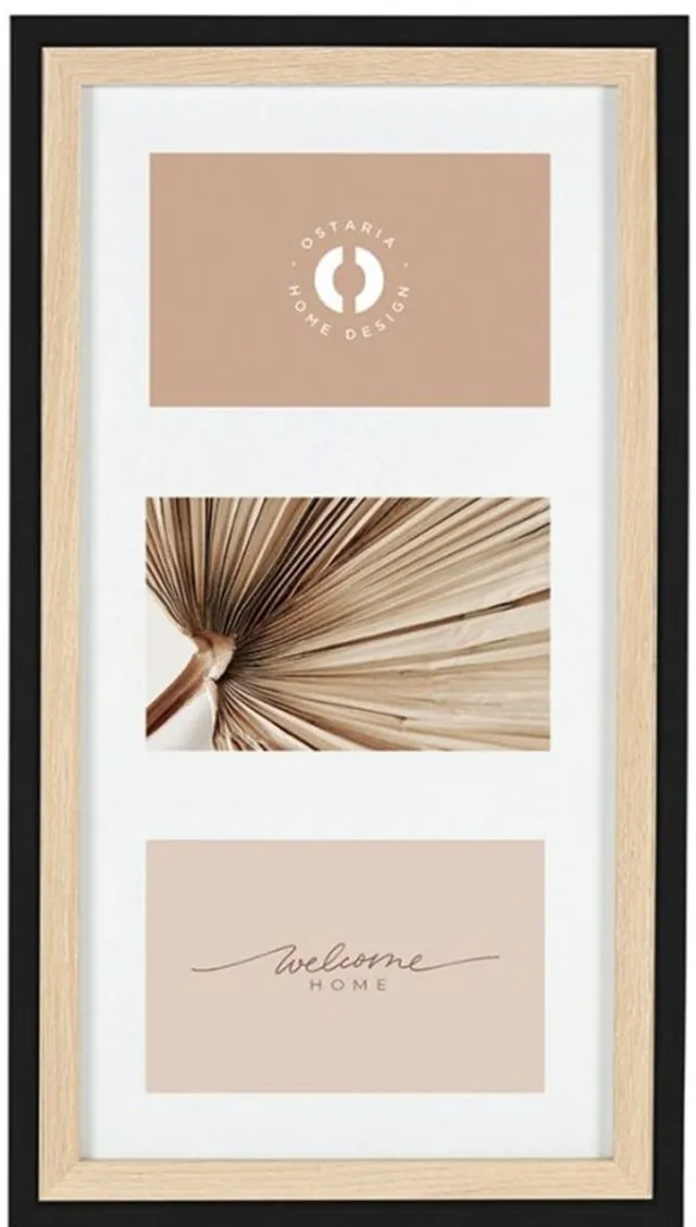 OSTARIA Collage fotolijst NEO - voor 3x foto van 10 x 15 cm - hout - naturel/zwart - 24 x 44 cm - Wissellijst - Modern