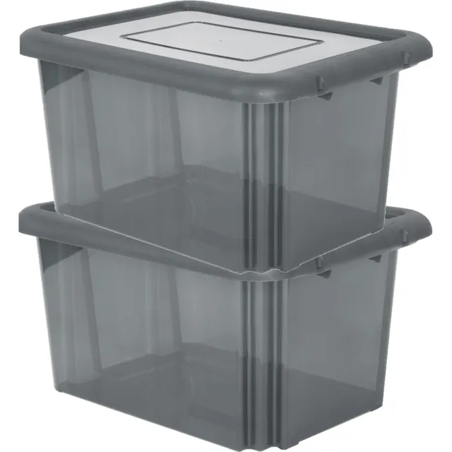 EDA Opbergbox 55L - 4x - grijs - stapelbaar - L58 x B44 x H31 cm - kunststof - Bak/doos met deksel