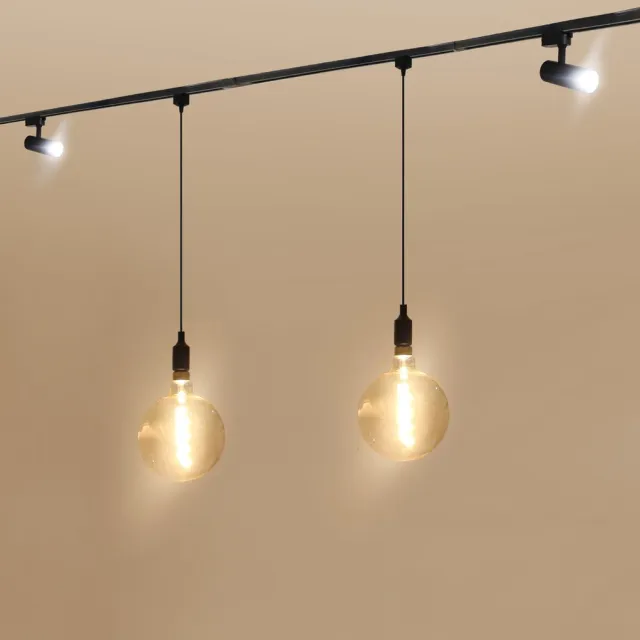 Rilimo Railverlichting - Railsysteem Plafondverlichting - GU10 Spots Ronde Spots - Dimbaar Sfeervol Zwart 2 Spots 2 houders 3 Meter
