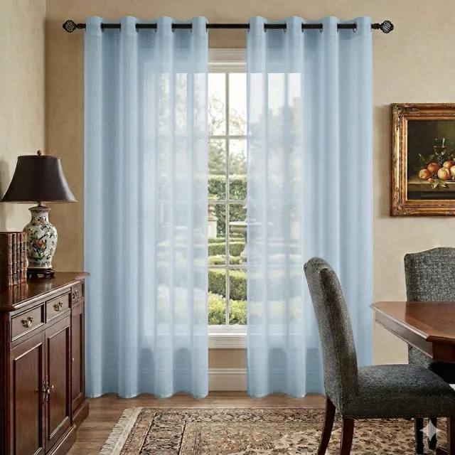 Maison Elara Transparante Vitrage met Ringen - Paneelgordijnen voor Slaapkamer en Woonkamer - 2 Panelen - 140x225 cm - Nijlblauw