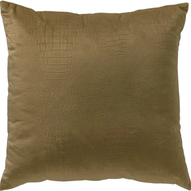 Dutch Decor CROCO - sierkussen 40x40 cm - krokoprint - Military Olive - groen - Inclusief binnenkussen - Luxe kussens voor woonkamer & bank Olijfgroen