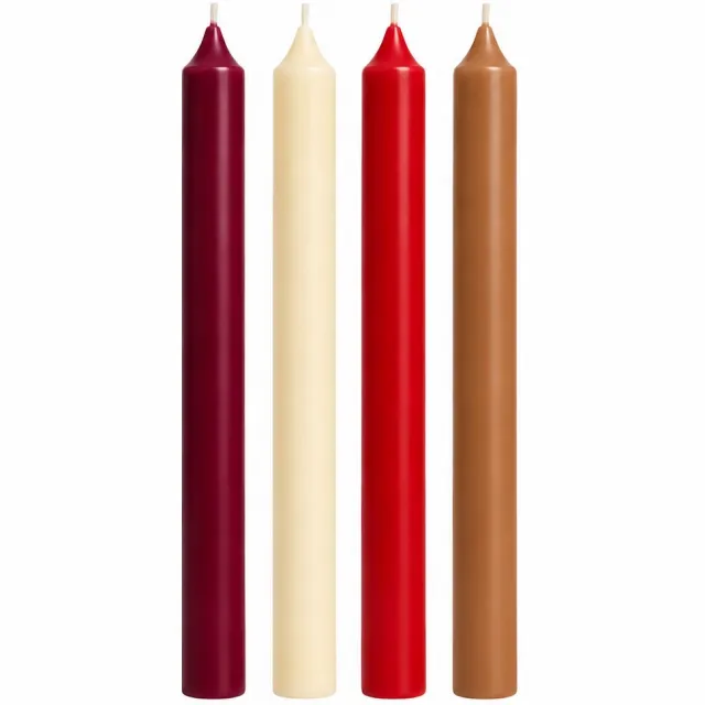 Geur & Klasse Dinerkaarsen Glad – Set van 4 – Mix & Match – 4 Kleuren – 25 cm – Handgemaakt – Sojawas Bruin