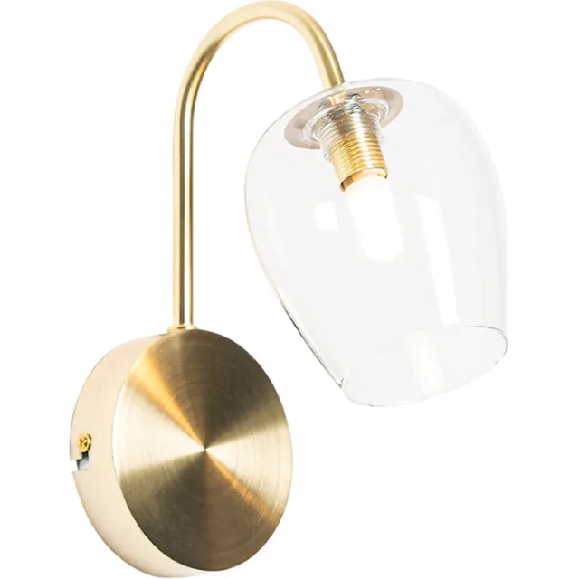 QAZQA elien - Klassieke Wandlamp voor binnen - 1 lichts - D 18 cm - Goud/messing - Woonkamer | Slaapkamer | Keuken