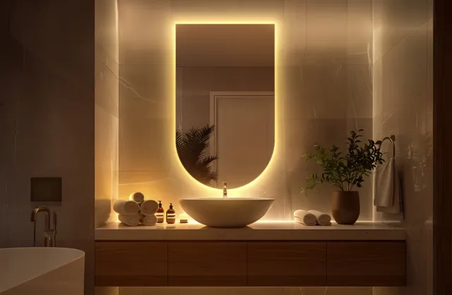 Coloray Ovale LED Spiegel - Ovale Spiegel Met LED Verlichting - 50 x 90 cm - Ovale Spiegel LED - Spiegel in boogvorm met verlichting - Warm Licht - Afgesneden ovaal Spiegel - Industriële Spiegel