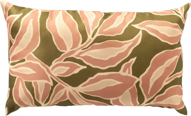 Textino ELARA - kussenhoes outdoor 30x50 cm - bladmotief - Muted Clay - roze, groen, beige