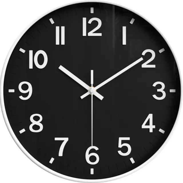 Attalos Wandklok - Stil Quartz Uurwerk - Minimalistisch Design klok - Muurklok 30cm - Wit met Zwart
