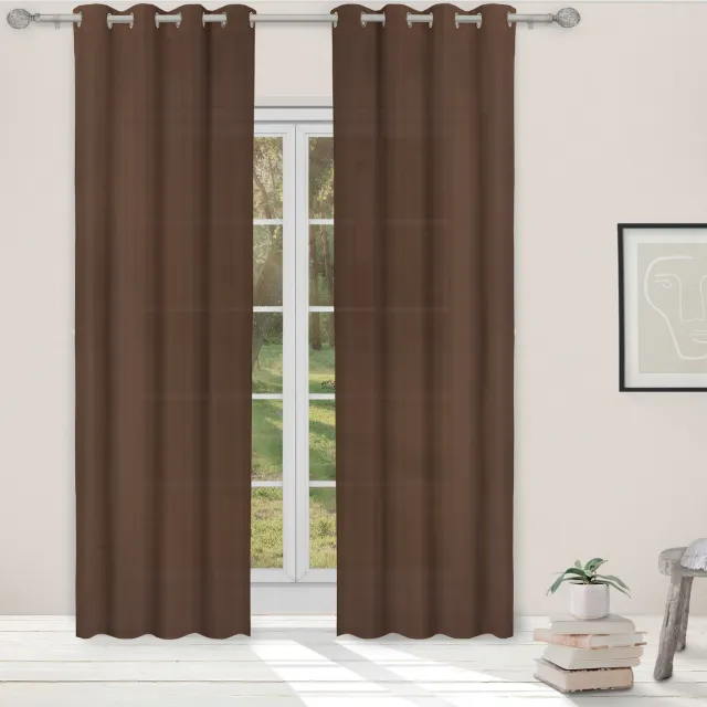 Light Guard Lichtdoorlatend Gordijn Espresso – 140x280 cm – Kant-en-Klaar met Ringen voor Roede – Lengte Aanpasbaar – Per Stuk bruin (espresso)