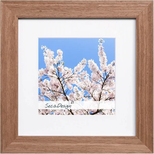 SecaDesign Fino Hout - Fotolijst 30x30 / 20x20 cm fotomaat met passe-partout - Bruin