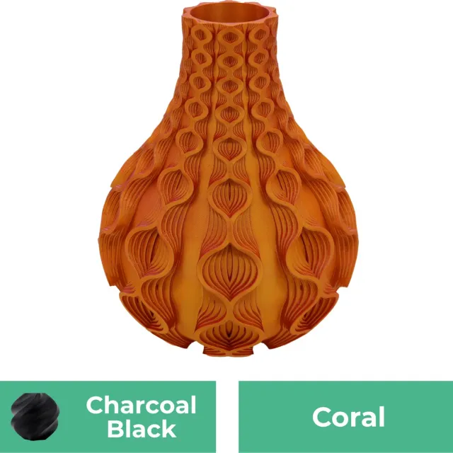 Lovora Coral organische vaas – Decoratieve vaas - Zwart - 3d geprinte vaas – geschikt voor droogbloemen - 30CM