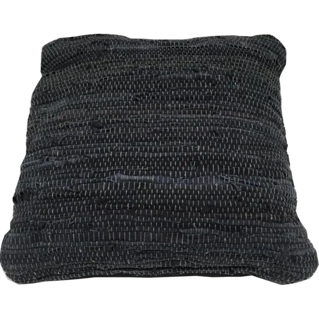 Rocaflor Sierkussens - kussen | dubbel geweven | blauw | recycled leer | 45x45 cm - blauw - 45x45cm