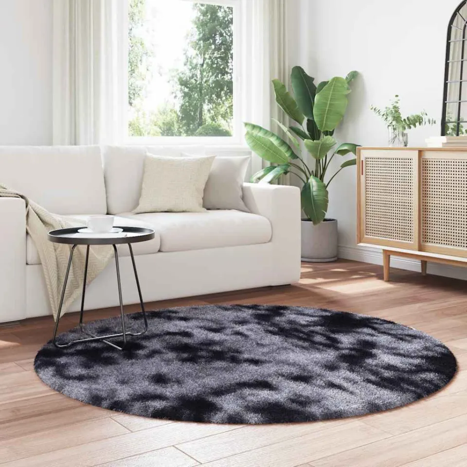 vidaXL Hoogpolig vloerkleed NAVARRA 160x160 cm polyester donkergrijs grijs, foto 3