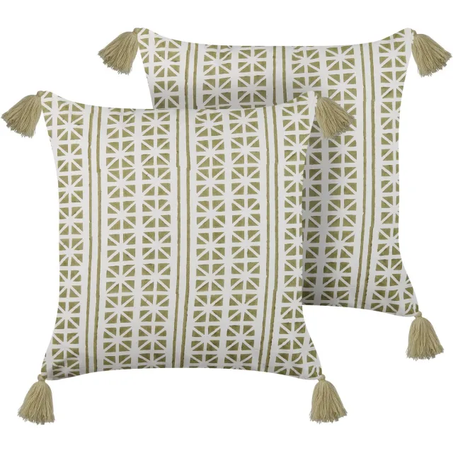 Beliani SYRINGA - Sierkussen set van 2 - Lichtgroen - 45 x 45 cm - Katoen