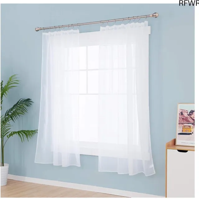 RFWR Transparante Voile Gordijnen 140x183 cm, Set van 2 voor Woonkamer en Slaapkamer Wit