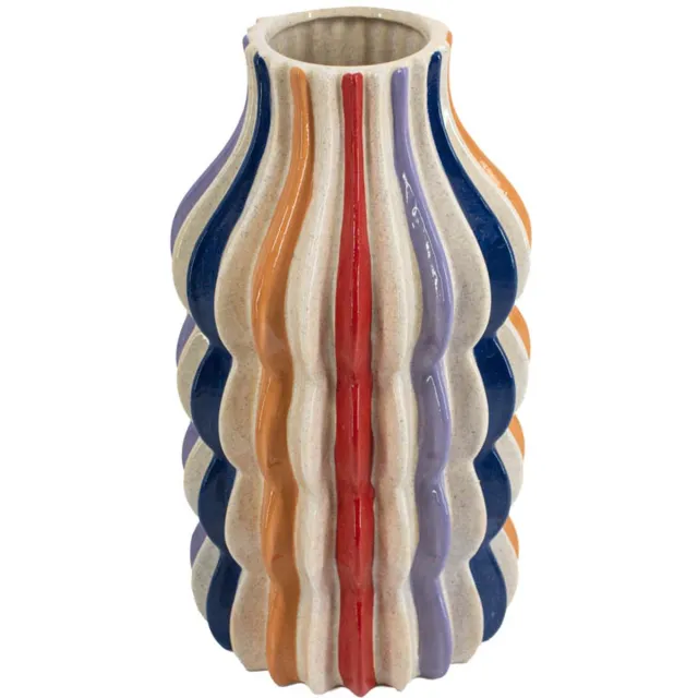 Homebound by Kolony HomeBound by KY | Aardewerk vaas stripes regenboog | vaas | 21x21x38cm multi