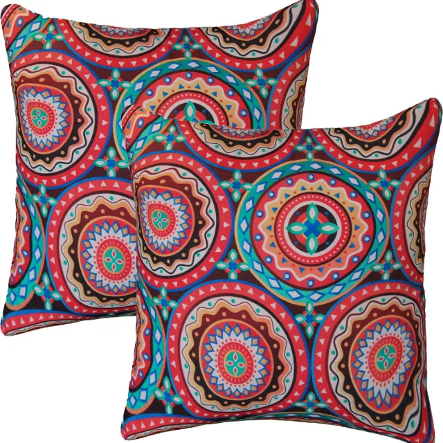 Urbane Hide Set van 2 Kussenshoes 45x45 cm | Buiten kussenhoezen | kussensloop | sierkussens | cushion cover | katoen | Cotton Canvas digital print rood