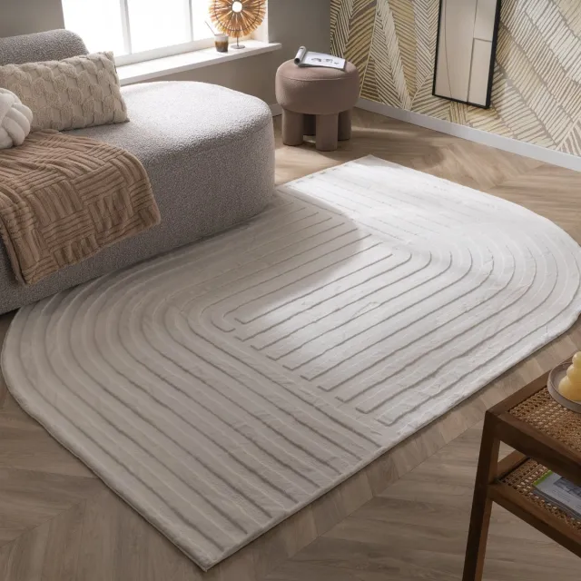 Fraai Organisch vloerkleed - Flowy Lines Creme - 80x150cm Crème
