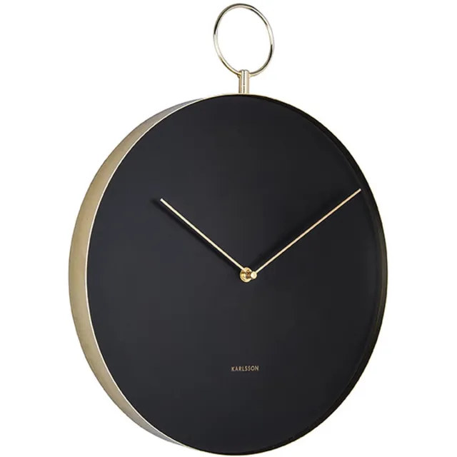 Karlsson Wandklok Hook - Metaal Zwart - Ø34cm - Scandinavisch