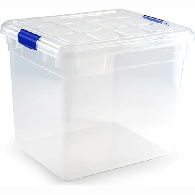 PLASTICFORTE Opbergbox met deksel - 35 liter - transparant - kunststof - opbergkist