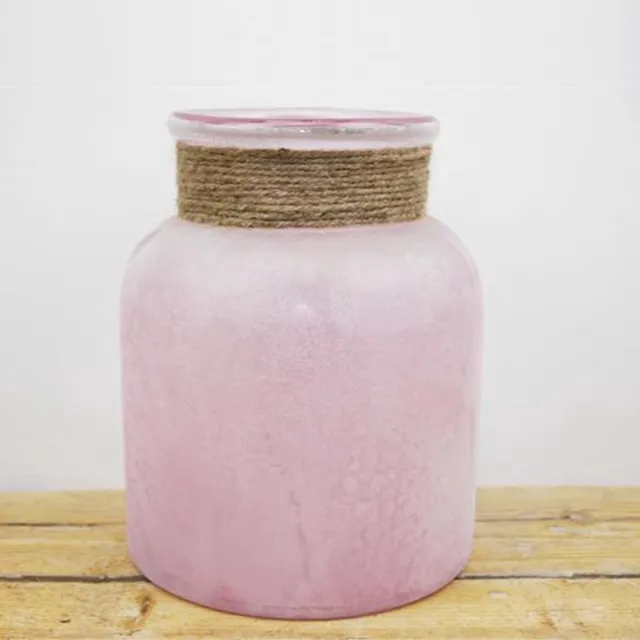 Sense Vaas Frosted Roos - Glazen Windlicht - Sfeerlicht - frosted pink Oud Roze