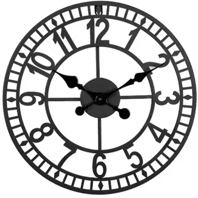 zeck home Iron Royale – Grote Industriële Wandklok 60,5 cm – Stil Quartz Uurwerk – Zwart Smeedijzer – Luxe Design Klok voor Woonkamer & Kantoor