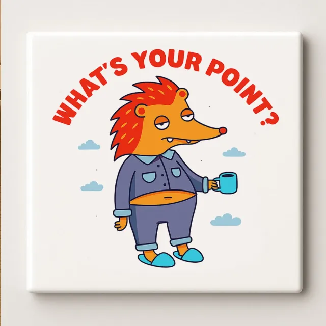 Nevolis What’s Your Point Grappige Egel Keramische Tegel 15x15cm – Humoristisch Dierenquote Ontwerp – Perfect Cadeau voor Koffieliefhebbers & Woondecoratie Multi Color