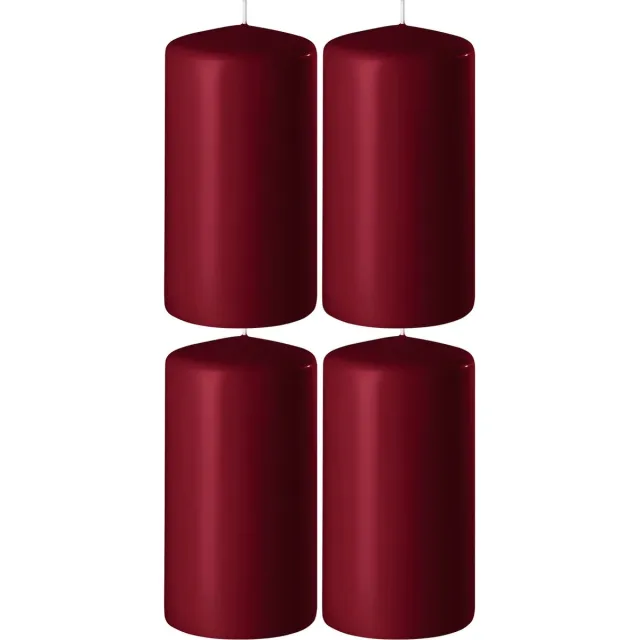 Enlightening Candles 4x Bordeauxrode cilinderkaarsen/stompkaarsen 6 x 15 cm 58 branduren - Geurloze kaarsen bordeauxrood - Woondecoraties Bordeaux rood