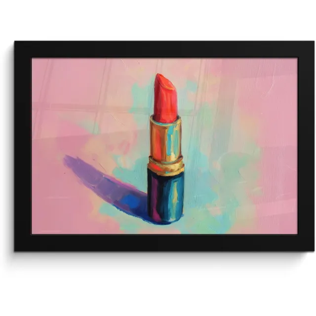 FrameYourWall Poster in lijst - Fotolijst 30x20 cm - Posters - Lippenstift - Rood - Penseelstreken - Posterlijst zwart - Decoratie - Wanddecoratie woonkamer - Muurdecoratie slaapkamer