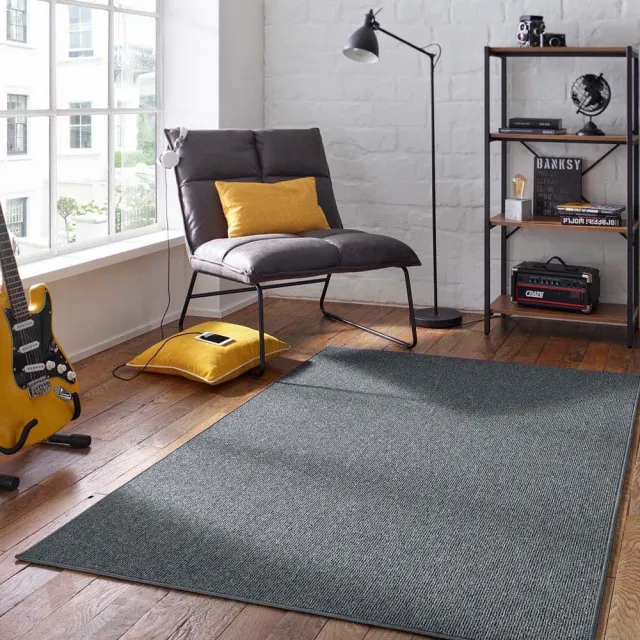 Tapeso Laagpolig vloerkleed - Fleur antraciet 80x150