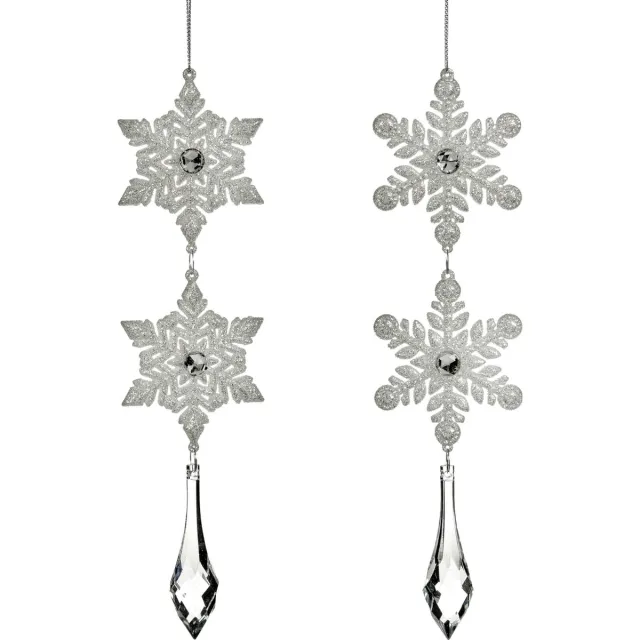 Goodwill Kersthanger Sneeuwvlok - Wit-Zilver - 22,5 Cm Voordeel Ass. Per - 2 Stuks