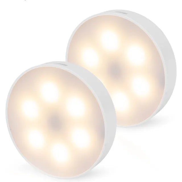 Brendz LED ronde Kastverlichting, Touch bediening, USB-C Oplaadbaar, Dimbaar, Magnetisch, 2 stuks, 3 Kleurtemperaturen, Trapverlichting draadloos, Nachtlampje Zilver