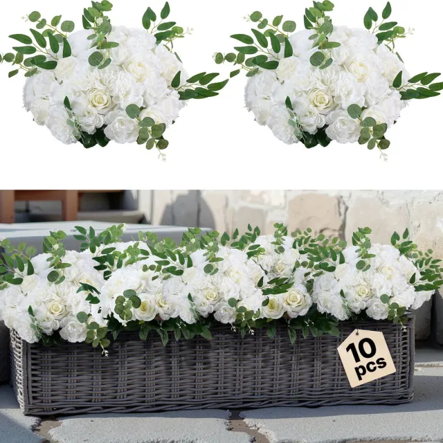 Vevor Kunstbloemen 450mm Bloembollen voor Bruiloftsstukken Witte Rozen