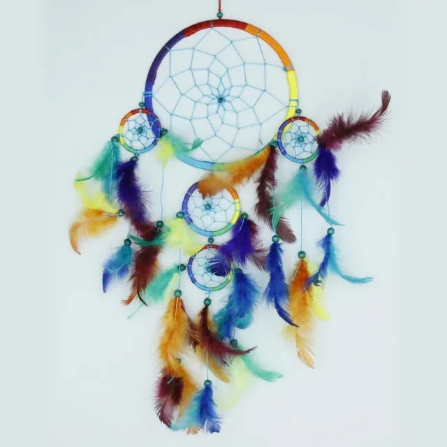 Zus & Zo Dromenvanger / Dreamcatcher ± Ø16-18cm regenboog Multi