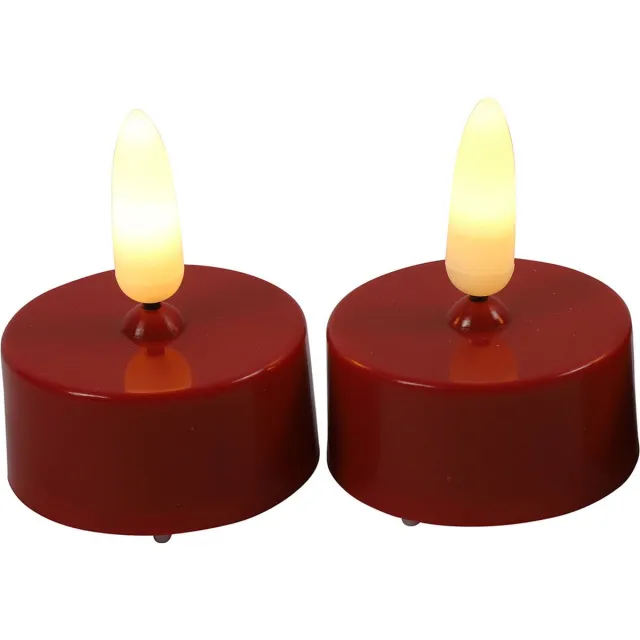 Countryfield LED theelichtjes/waxinelichtjes - 2x st - rood - met timer - warm wit