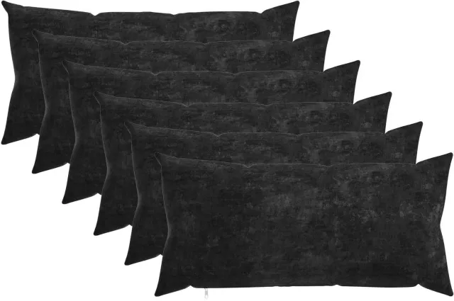 vidaXL Dekenkussen - 6 - st - HEERLEN - Antraciet - 40 - x - 80 - cm - Chenille - Stof
