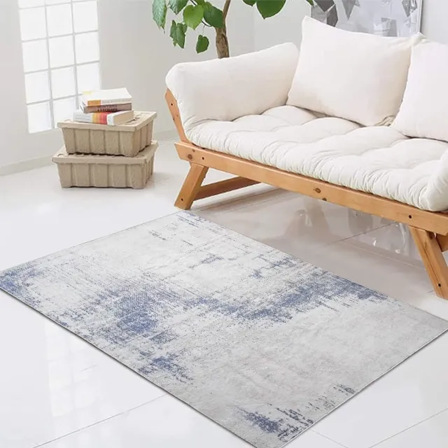 Ibenzoa Vloerkleed met Abstracte Stijl en Antislip Eigenschappen voor Diverse Interieurs blauw grijs