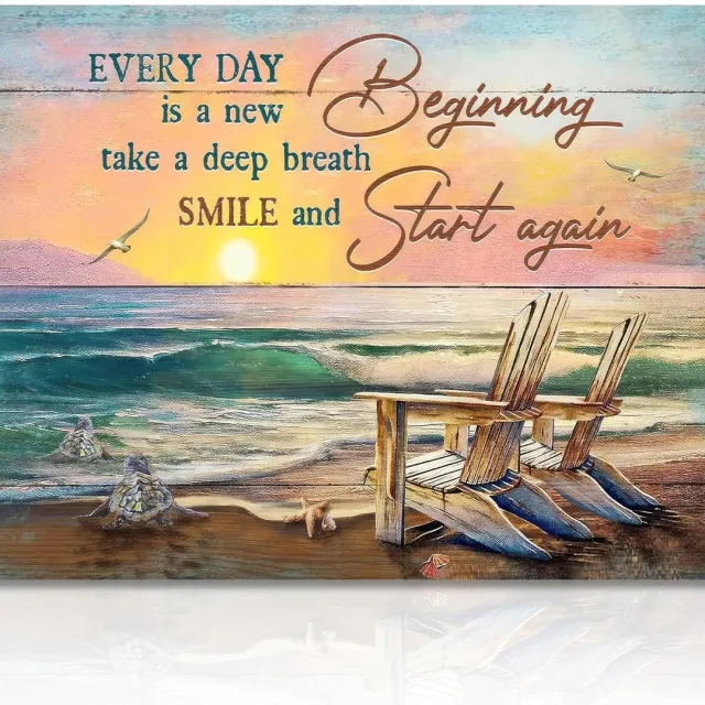 Ibenzoa Inspirerende Strand en Oceaan Wanddecoratie met Motivatie Quotes voor Diverse Ruimtes kleurrijk