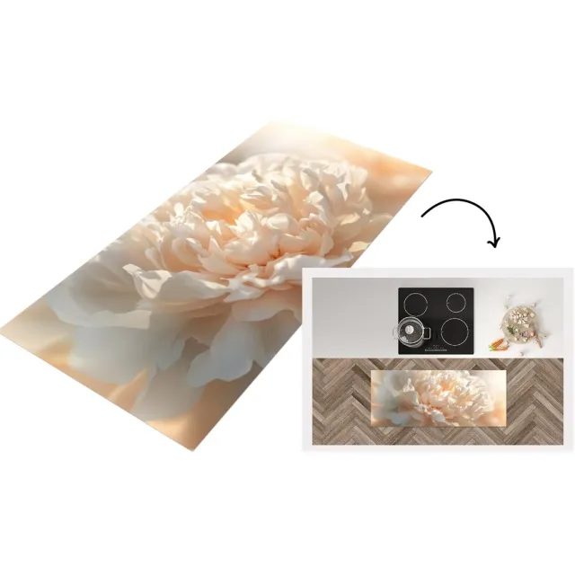 KitchenYeah Keukenloper - Keukenmat vinyl Close up - Pioenroos - Lichtroze - Keukenmatten loper - Keuken vloerkleed tapijt