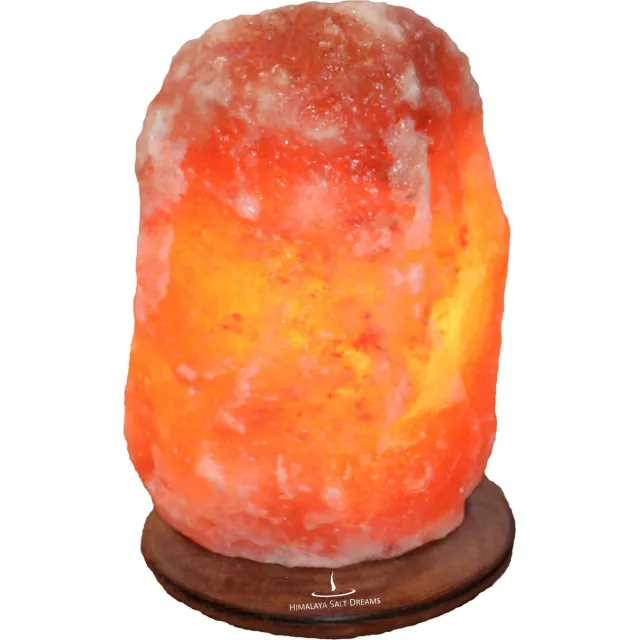 Himalaya Salt Dreams Zoutlamp - Tafellamp - 4-6Kilo - 25cm Hoog - Houtenvoet Oranje