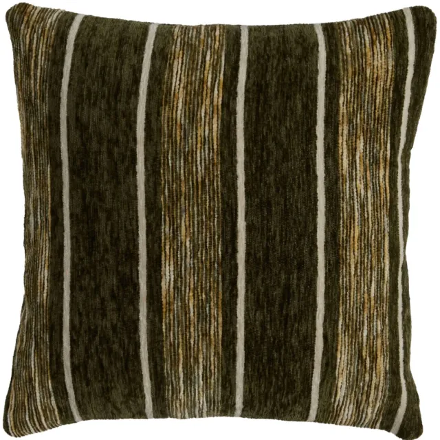 Light & Living vierkante gestreepte sierkussen SALINJA 43x43 cm - donkergroen/beige
