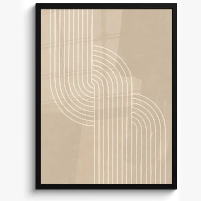 FrameYourWall Poster in lijst - Fotolijst 60x80 cm - Posters - Parallelle lijnen - Lichte textuur - Beige - Posterlijst zwart - Decoratie - Wanddecoratie woonkamer - Muurdecoratie slaapkamer
